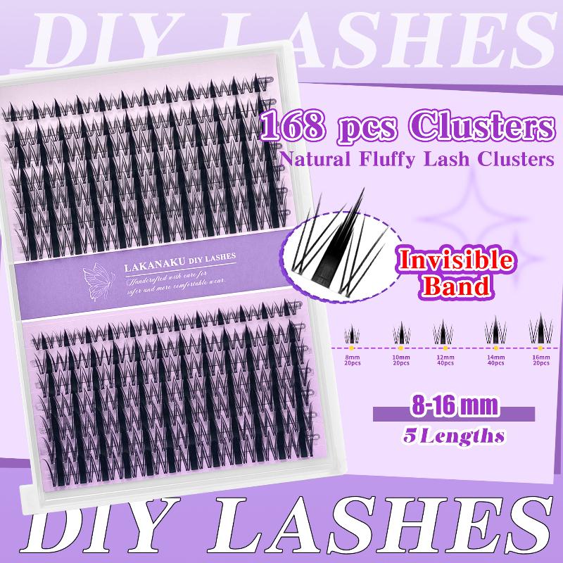 Lashes Eyelash Extension - Bulu Mata Alami, Cluster Individu, Tebal,
